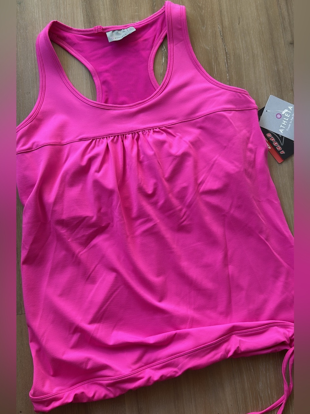 Athleta Bright Pink Racerback athletic top w drawstring for cute design